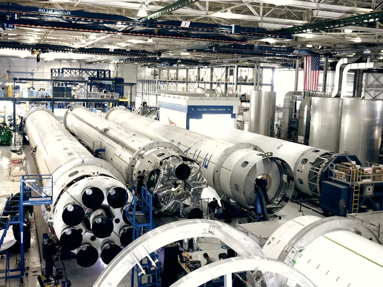 A production hall of launch vehicle stages.